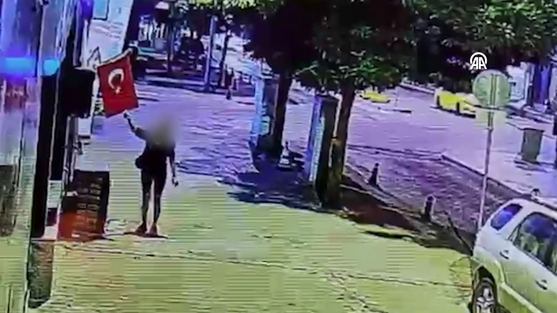 Türk bayrağını çakmakla yakan kadın yakalandı